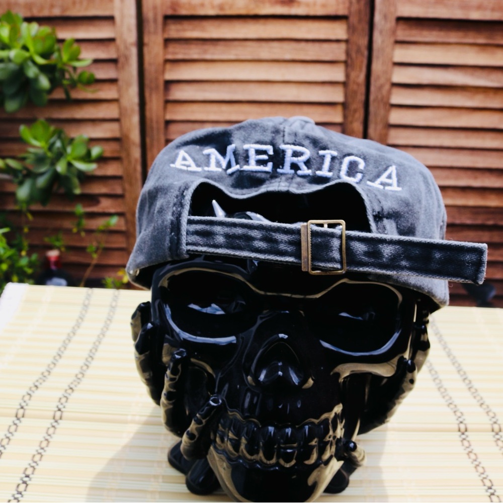 Gray Cap With American Flag Patch - image 2